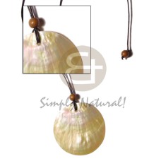 cord with polished 50mm round mother of pearl shell (MOP)