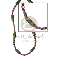2 3mm coco Pokalet orange lavender green with green buri