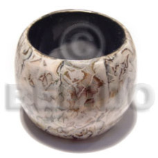 chunky laminated shell crackled wooden bangle