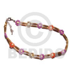 2 rows sig id wood tube with red lavender tiger