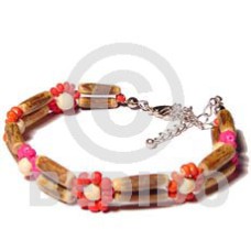 2 rows sig id wood tube with red pink orange