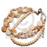 3 rows sidedrill coco natural bleach wood bead bleach wood