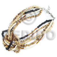 5 rows 2 3m coco pklt earth tones and cut glass beads elastic c