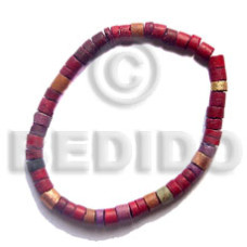 4 5mm coco heishe matte red tones gold elastic