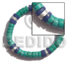 7 8mm coco heishe matte green blue silver combination elastic