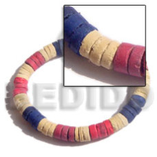 7 8mm coco heishe blue red bleach combination elastic