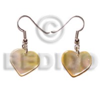 dangling mother of pearl shell (MOP) 30mm heart earrings