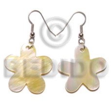dangling 30mm mother of pearl shell (MOP) flower earrings