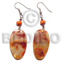 dangling 21x27mm oval orange dyed hammershell