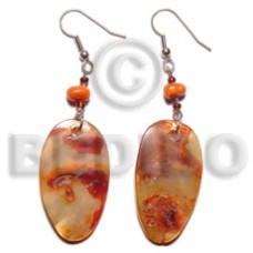 dangling 21x27mm oval orange dyed hammershell