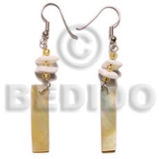 dangling 35mmx7mm mother of pearl shell (MOP) bar with white rose