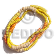 5 rows 2 3mm yellowithorange coco pklt with 4 5 coco heishe and pklt