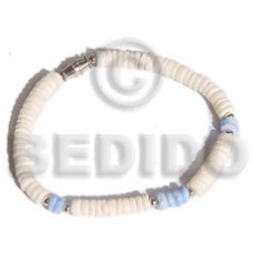 4 5mm white clam with blue shell and silver metal ball accent