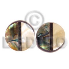 inlaid troca and abalone round earrings