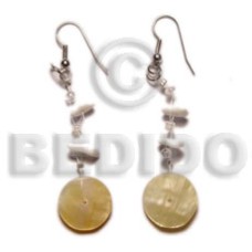 dangling 20mm round mother of pearl shell (MOP) with beads and