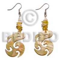 dangling celtic 35mm mother of pearl shell (MOP) with crystal nuggets