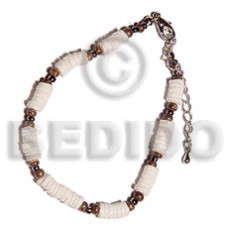 4 5mm white clam heishe with 2 3mm coco