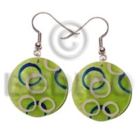 35mm round green capiz with handpainted design