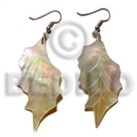 dangling mother of pearl shell (MOP) leaf with groove 35mm