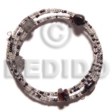 glass beads in hoop wire bracelet adjustable with