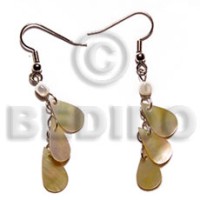 dangling 15mmx8mm triple teardrop mother of pearl shell (MOP)