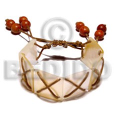 20mmx20mm mother of pearl shell (MOP) squares in brown crisscross wax