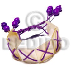 20mmx20mm mother of pearl shell (MOP) squares in violet crisscross wax