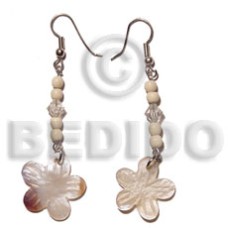 dangling 20mm hammershell flower with bone beads acrylic