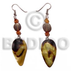 dangling teardrop blacklip tiger 35mmx20mm with horn