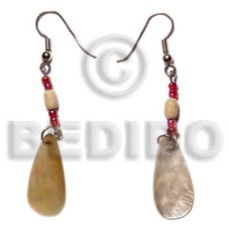 dangling 25mmx10mm brownlip teardrop with wood beads acrylic