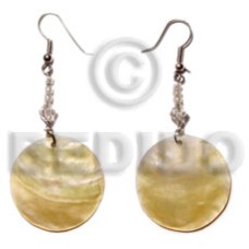 dangling 25mm mother of pearl shell (MOP) with glass beads acrylic crystals