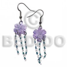 dangling 15mm grooved lilac hammershell flower with
