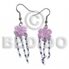 dangling 15mm grooved pastel pink hammershell flower