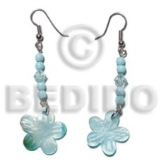 dangling 20mm aqua blue hammershell flower with