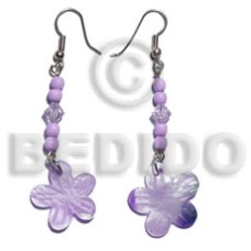 dangling 20mm lilac hammershell flower with bone