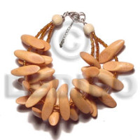 3 rows peach slidecut wood beads with
