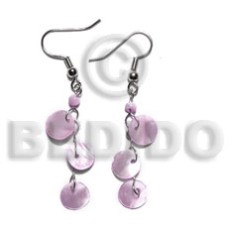 dangling triple 10mm pastel pink round hammershell