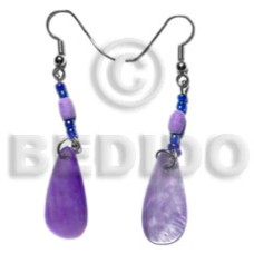 dangling 25mmx10mm lilac hammershell teardrop with wood