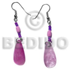 dangling 25mmx10mm lilac pastel pink hammershell teardrop