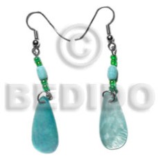 dangling 25mmx10mm lilac aqua blue hammershell teardrop