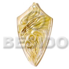 mother of pearl shell (MOP) shield with carving 45mm