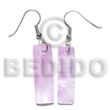dangling 30x10mm lilac hammershelll bar earrings