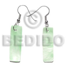 dangling 30x10mm pastel green hammershelll bar earrings