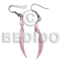 dangling 10x40mm pastel pink hammershell leaf and