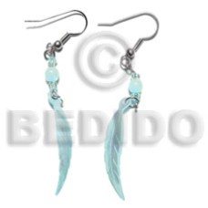 dangling 10x40mm aqua blue hammershell leaf and