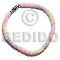 pastel colored combination white clam heishe