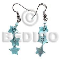 dangling 10mm aqua blue triple star hammershell