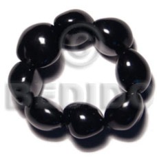 elastic 9 pcs. black kukui nuts bracelet