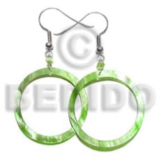 dangling lime green hammershell earrings 45mm