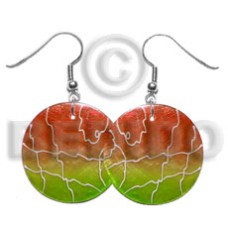 35mm round orange lime green capiz 2 tone